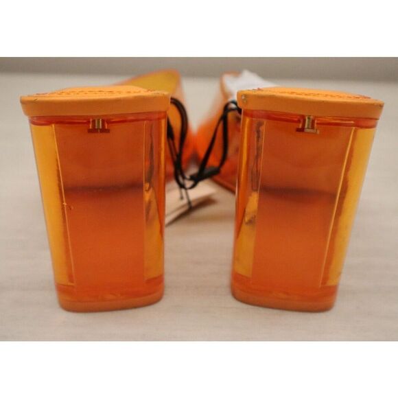 Bershka Women's Sz 9 Bright Orange Clear Detail  Square Toe Wedge Mules - Picture 4 of 12